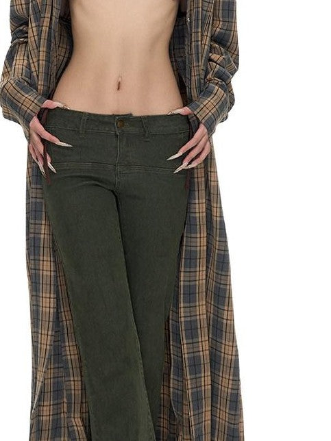 Fanptntox Plaid Padded Shoulder Structured Silhouette Women's Polyester Long Coats