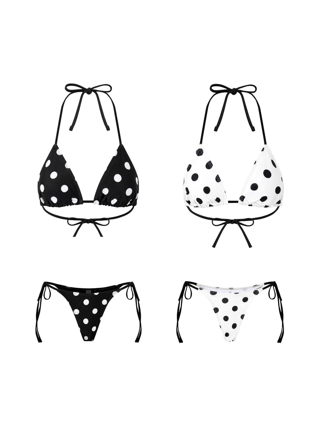 Fanptntox Playful Polka Dot Halter Tie Printed Women's Polyester Stretch Bikinis