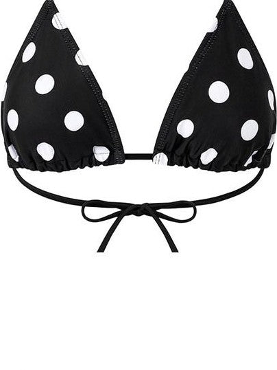 Fanptntox Playful Polka Dot Halter Tie Printed Women's Polyester Stretch Bikinis