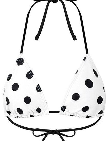 Fanptntox Playful Polka Dot Halter Tie Printed Women's Polyester Stretch Bikinis