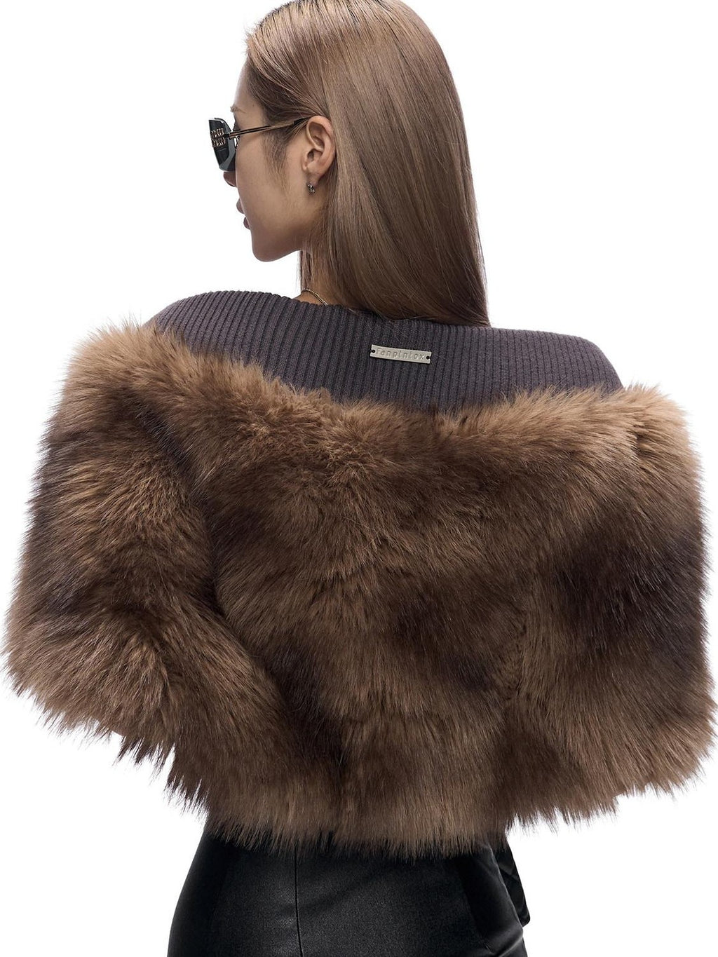 Fanptntox Plush Faux Fur Spliced Elegant Women's Polyester Warm Scarves & Shawls