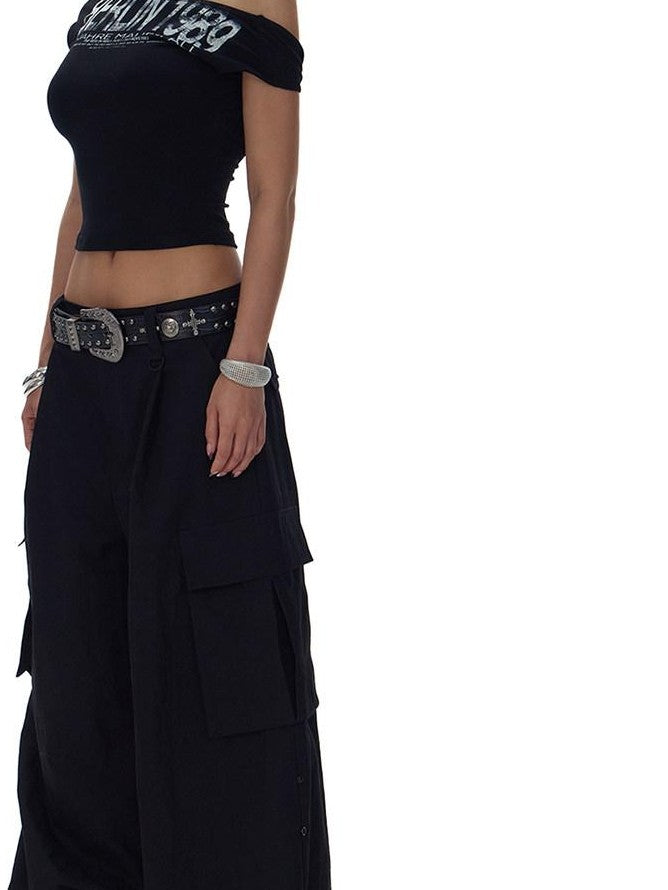 Fanptntox Printed Open Back One Shoulder Slim Women's Cotton Spandex Off-shoulder T-shirts