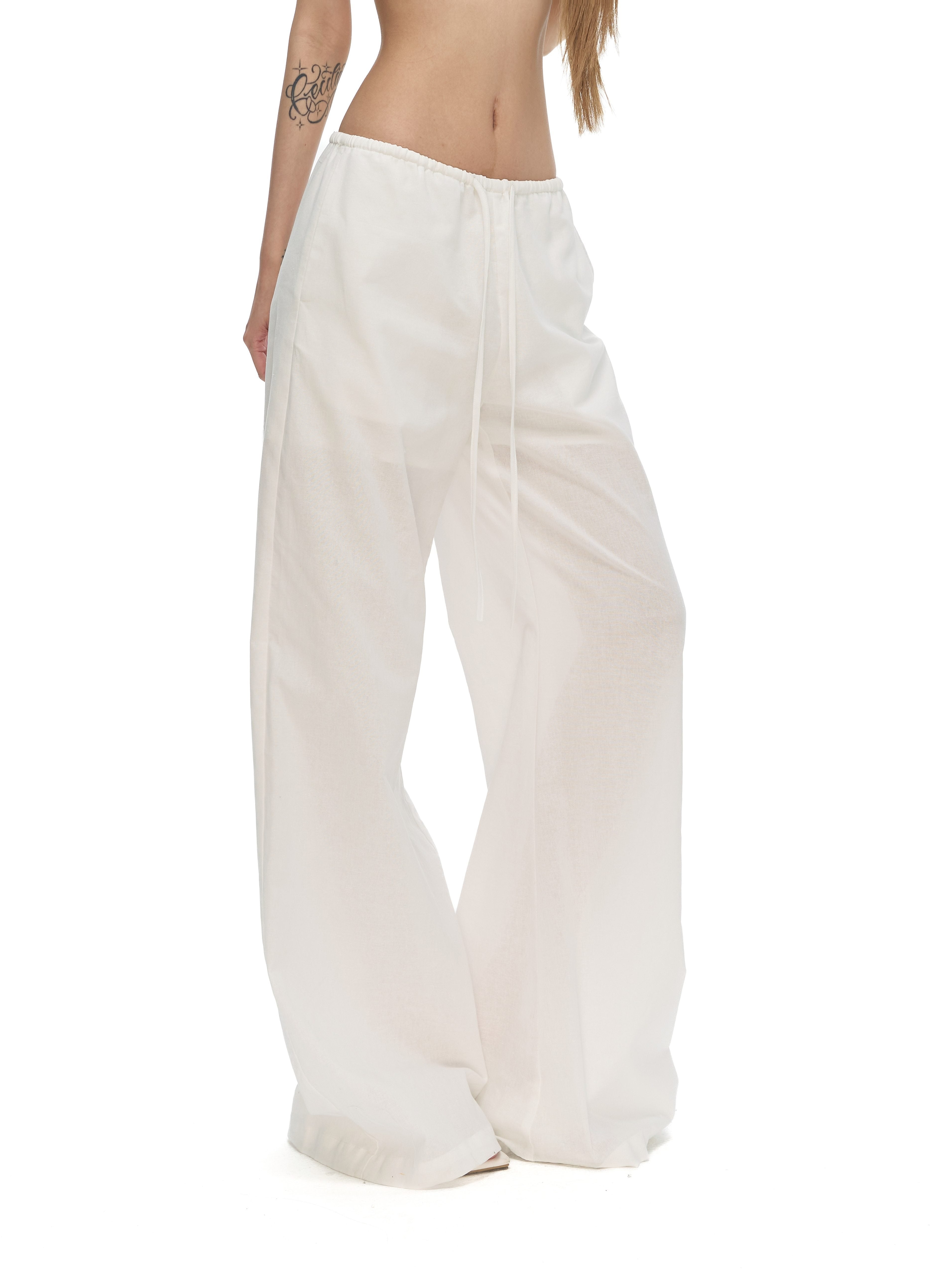 Fanptntox_Pure_White_Fitted_Bustier_Wide_Leg_Women's_Cotton_Ramie_Casual_Top_&_Pants_Sets_1060935498403_MISSTT