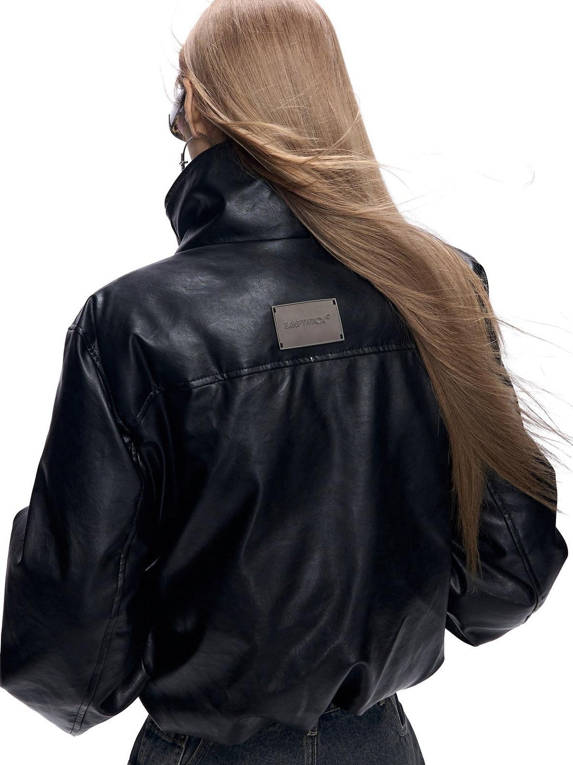Fanptntox Retro Street Fur Collar Short Windproof Loose Women's Pu Leather Puffer Jackets
