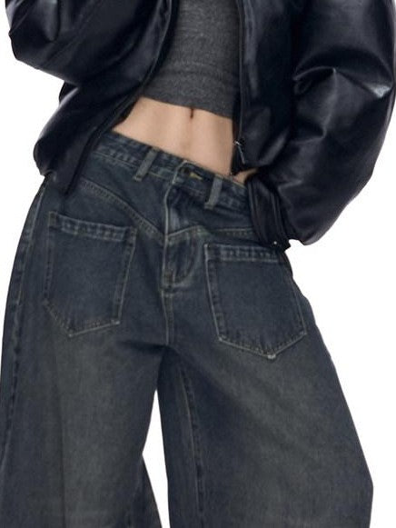 Fanptntox Retro Street Fur Collar Short Windproof Loose Women's Pu Leather Puffer Jackets