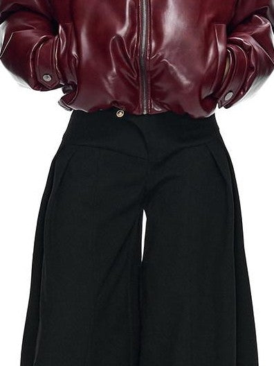 Fanptntox Retro Street Fur Collar Short Windproof Loose Women's Pu Leather Puffer Jackets