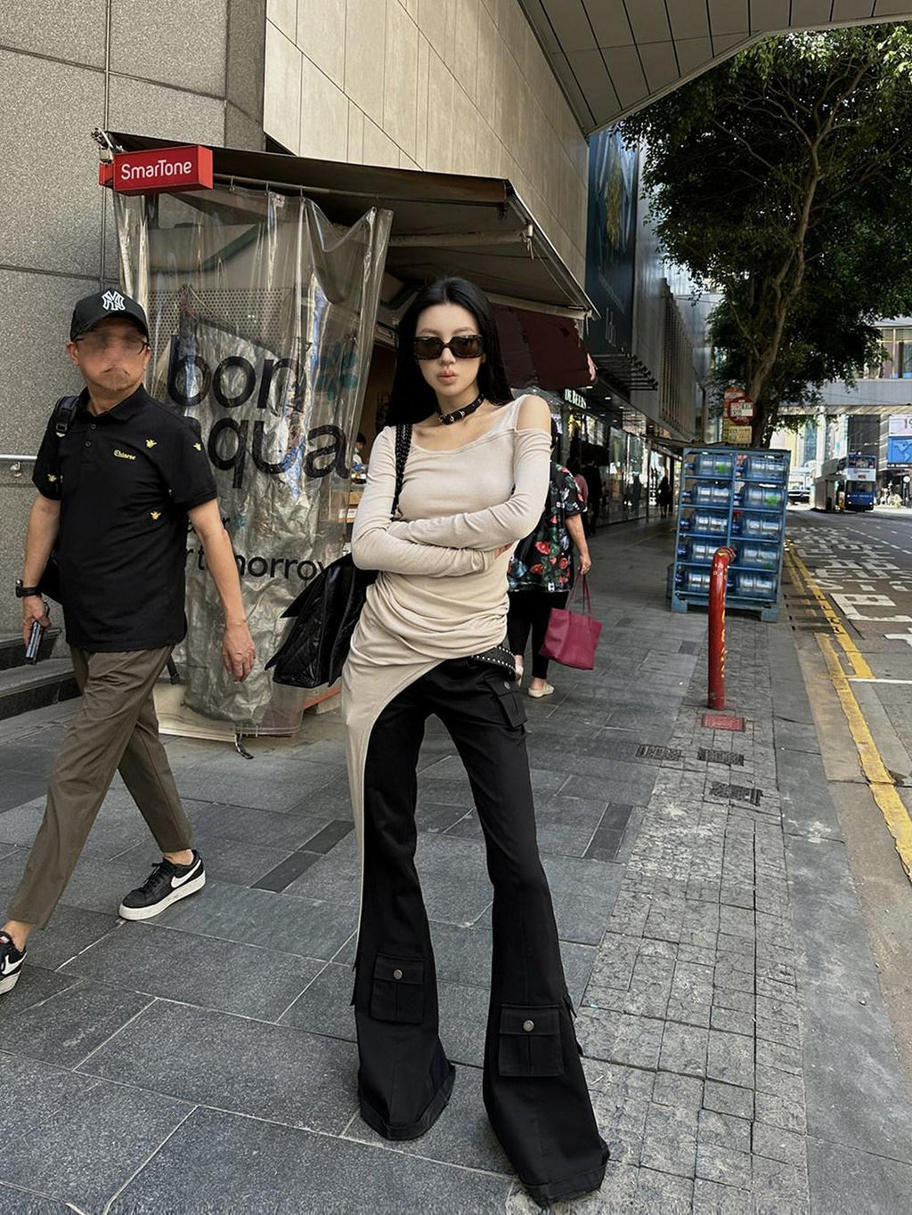 Fanptntox Ribbon Off Shoulder Solid Slim Fit Round Neck Women's Long Sleeve T-shirts