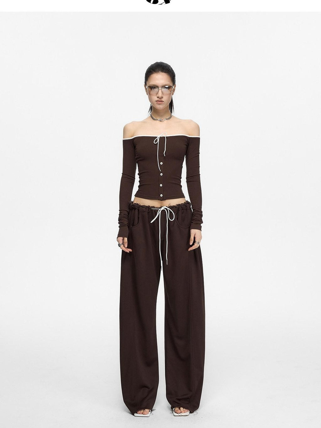 Fanptntox Satin Brushed Raw Hem Wide Leg Women's Viscose Drawstring Pants
