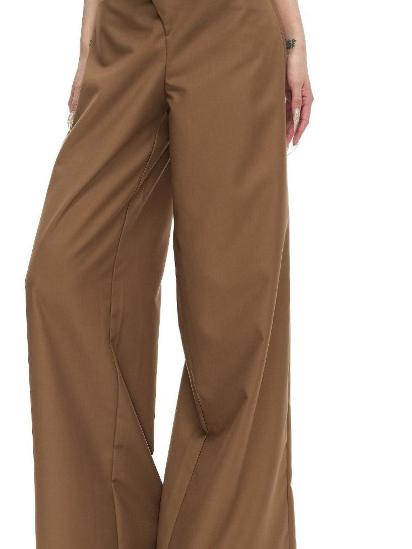 Fanptntox Satin Loose Straight Low Waist Women's Polyester Blend Wide-leg Pants