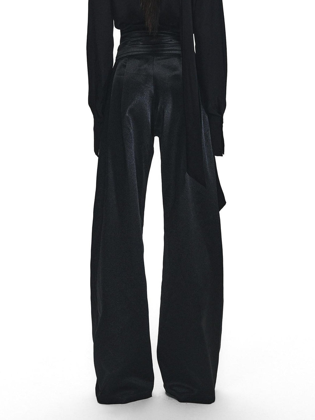 Fanptntox Satin Ribbon Blazer Lapel Straight Women's Viscose Casual Top & Pants Sets