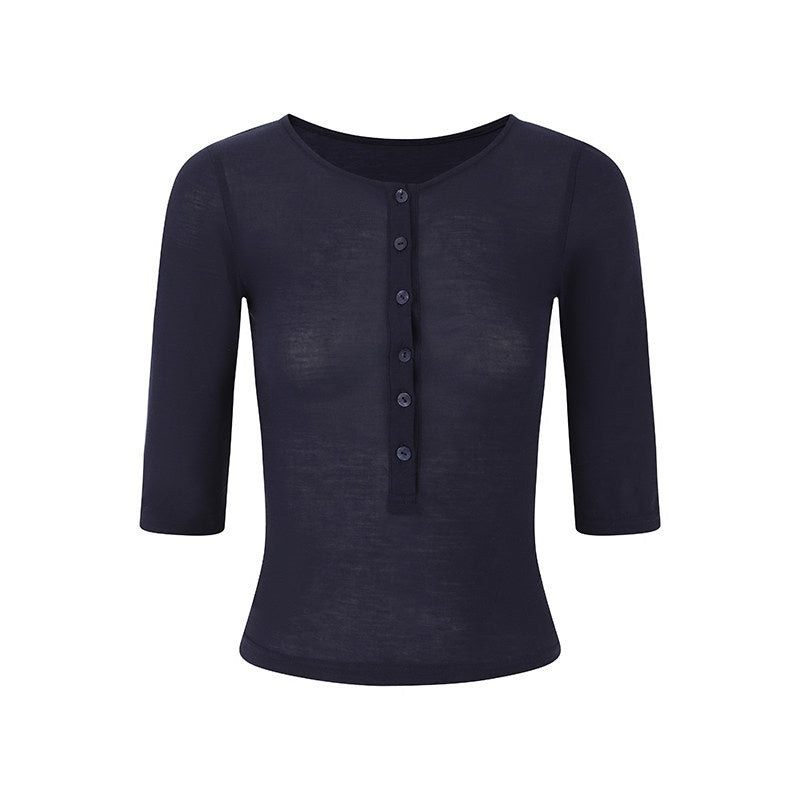 Fanptntox_Semi_Sheer_Waist_Cinch_Zipper_Cropped_Elbow_Sleeve_Women's_Tencel_Slim_T-shirts_901509252599_MISSTT