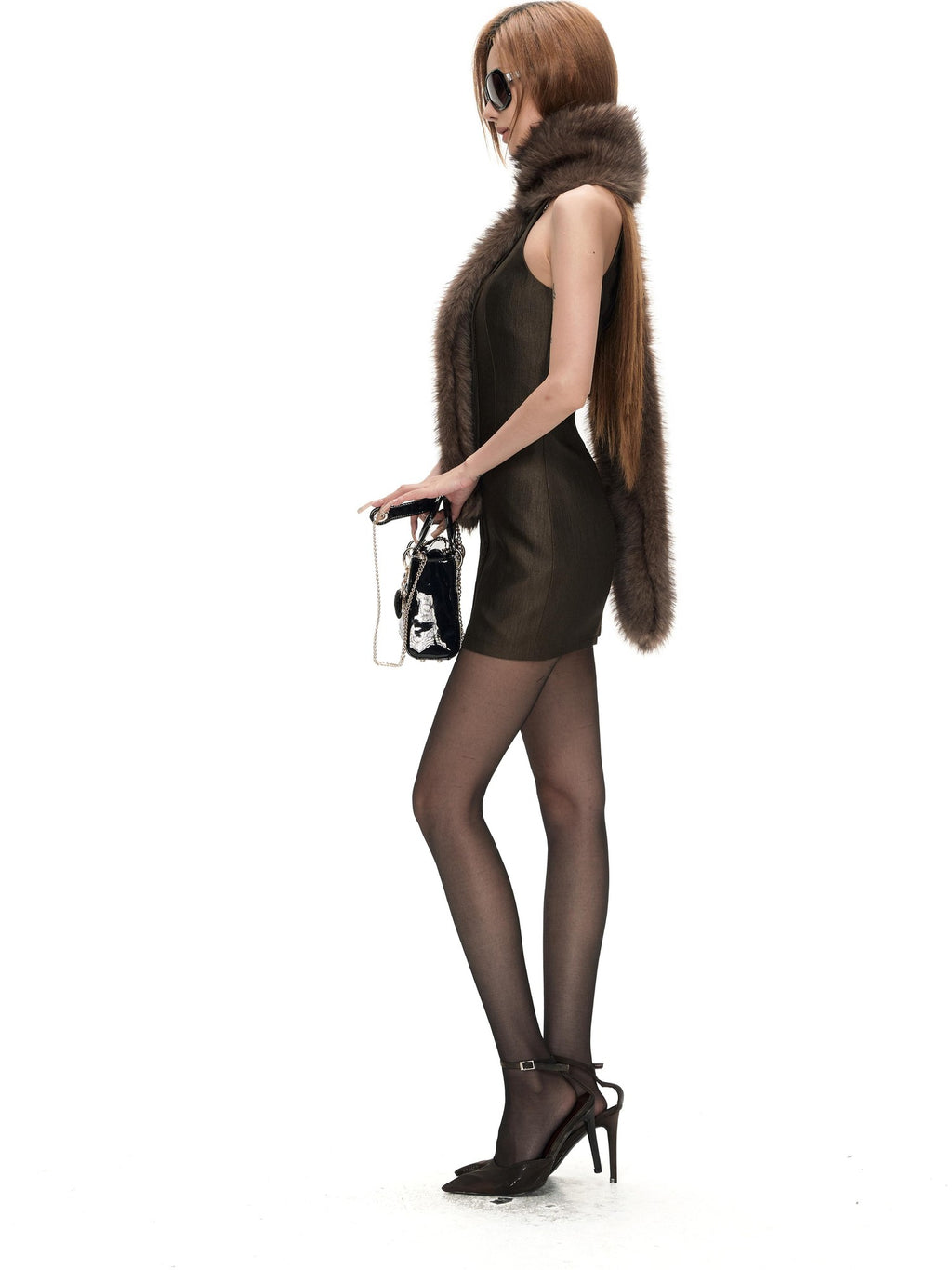 Fanptntox Sequin Halter Sleeveless Slim Fit Women's Viscose Bodycon Mini Dresses