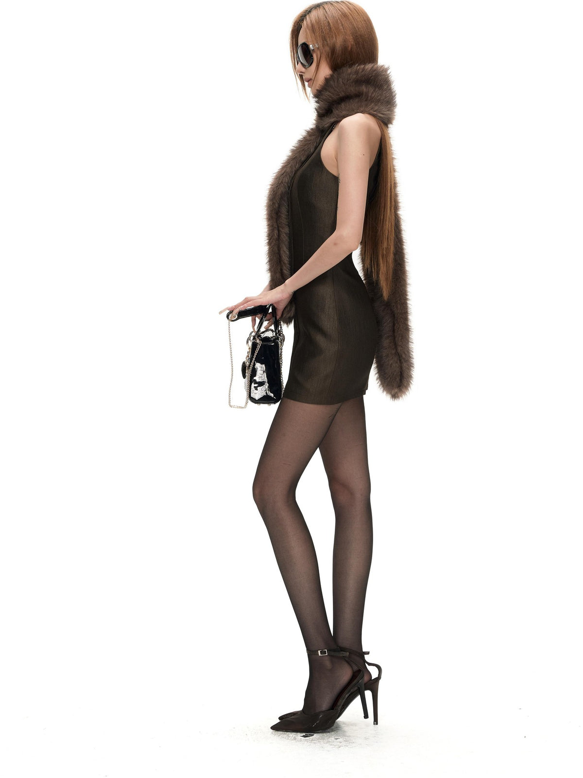 Fanptntox Sequin Halter Sleeveless Slim Fit Women's Viscose Bodycon Mini Dresses