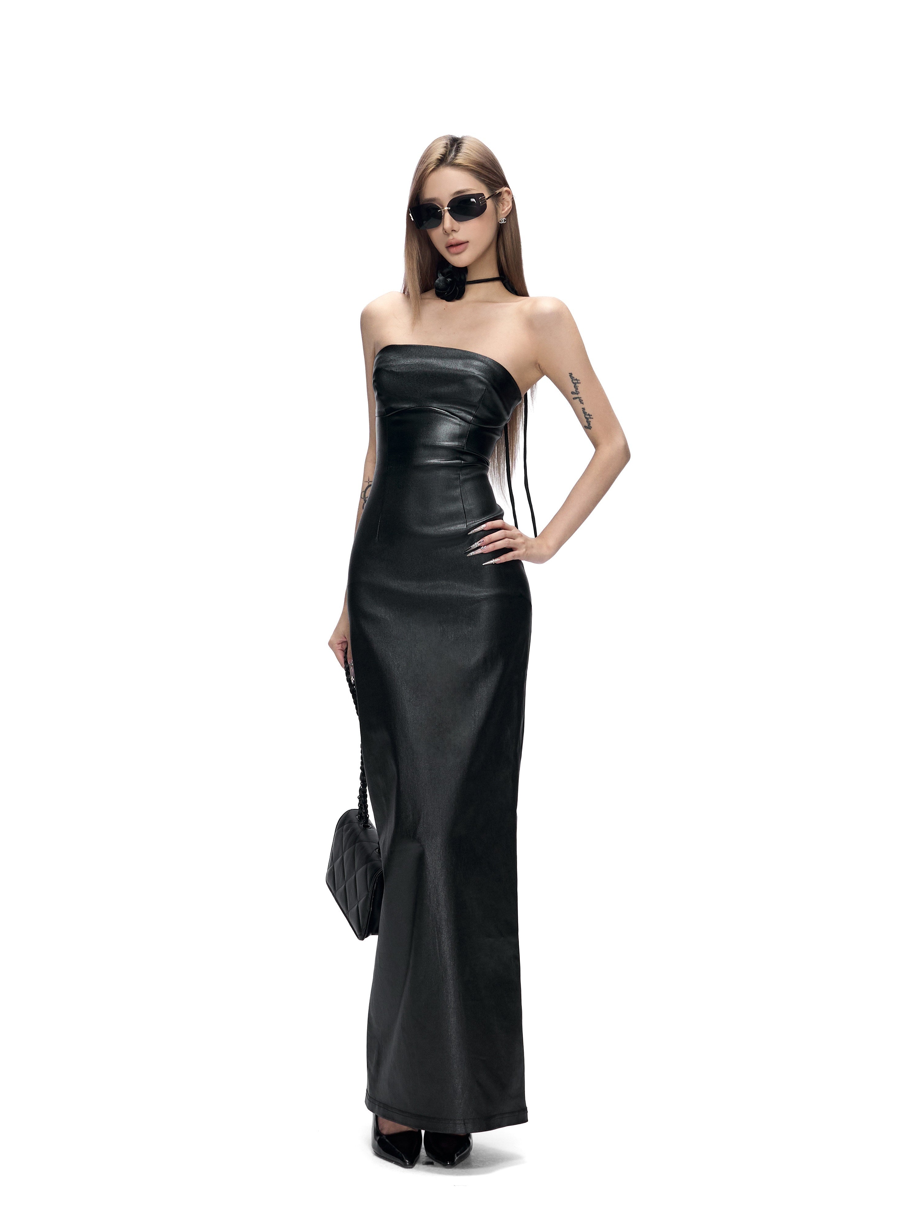 Fanptntox_Sexy_Black_Backless_Waist_Cinch_Bodycon_Women's_Leather_Strapless_Maxi_Dresses_988360301336_MISSTT