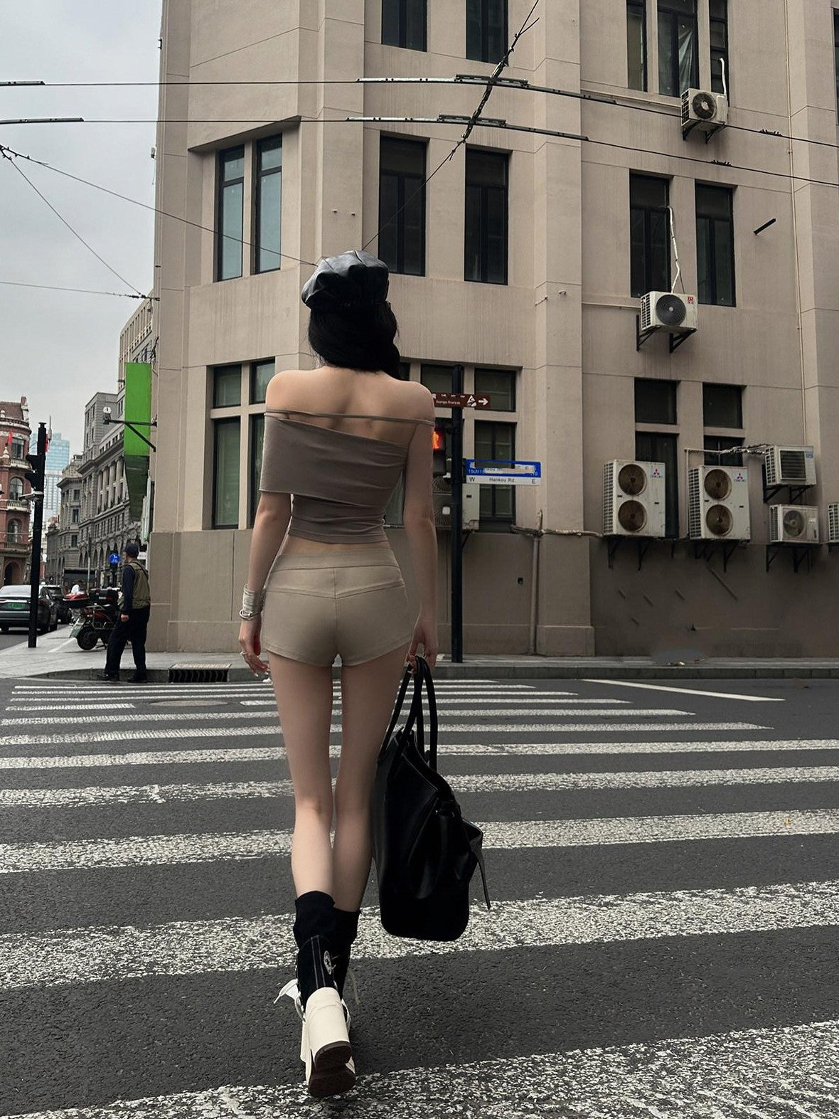 Fanptntox Sexy Low Rise Slim Fit Western Street Women's Other Fabric Hot Pants
