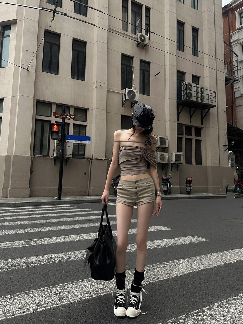 Fanptntox Sexy Low Rise Slim Fit Western Street Women's Other Fabric Hot Pants