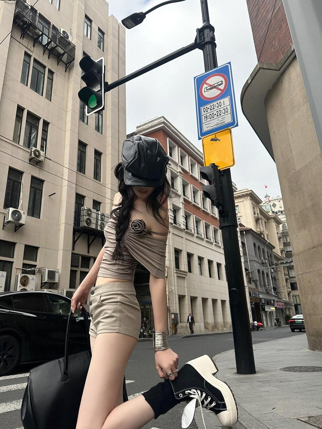 Fanptntox Sexy Low Rise Slim Fit Western Street Women's Other Fabric Hot Pants