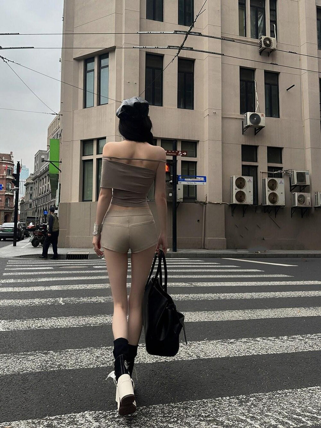 Fanptntox Sexy Low Rise Slim Fit Western Street Women's Other Fabric Hot Pants