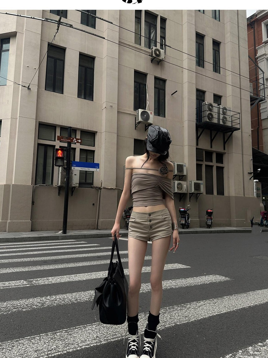 Fanptntox Sexy Low Rise Slim Fit Western Street Women's Other Fabric Hot Pants