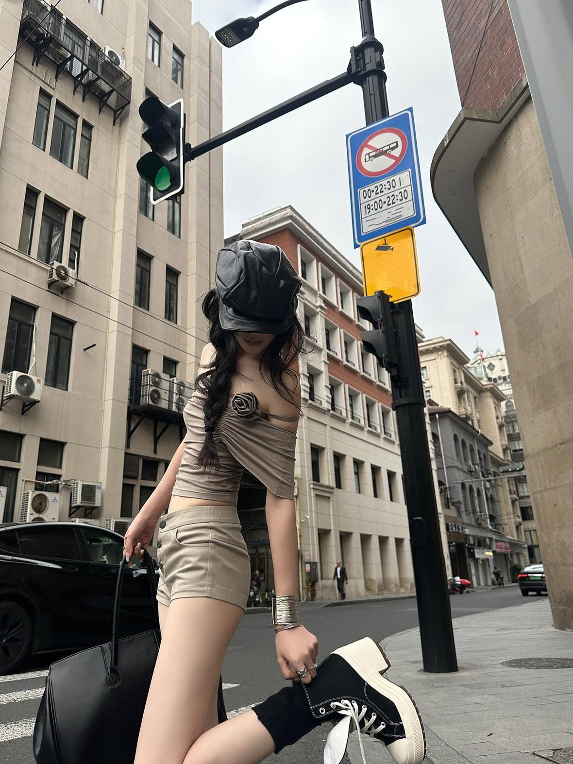 Fanptntox Sexy Low Rise Slim Fit Western Street Women's Other Fabric Hot Pants
