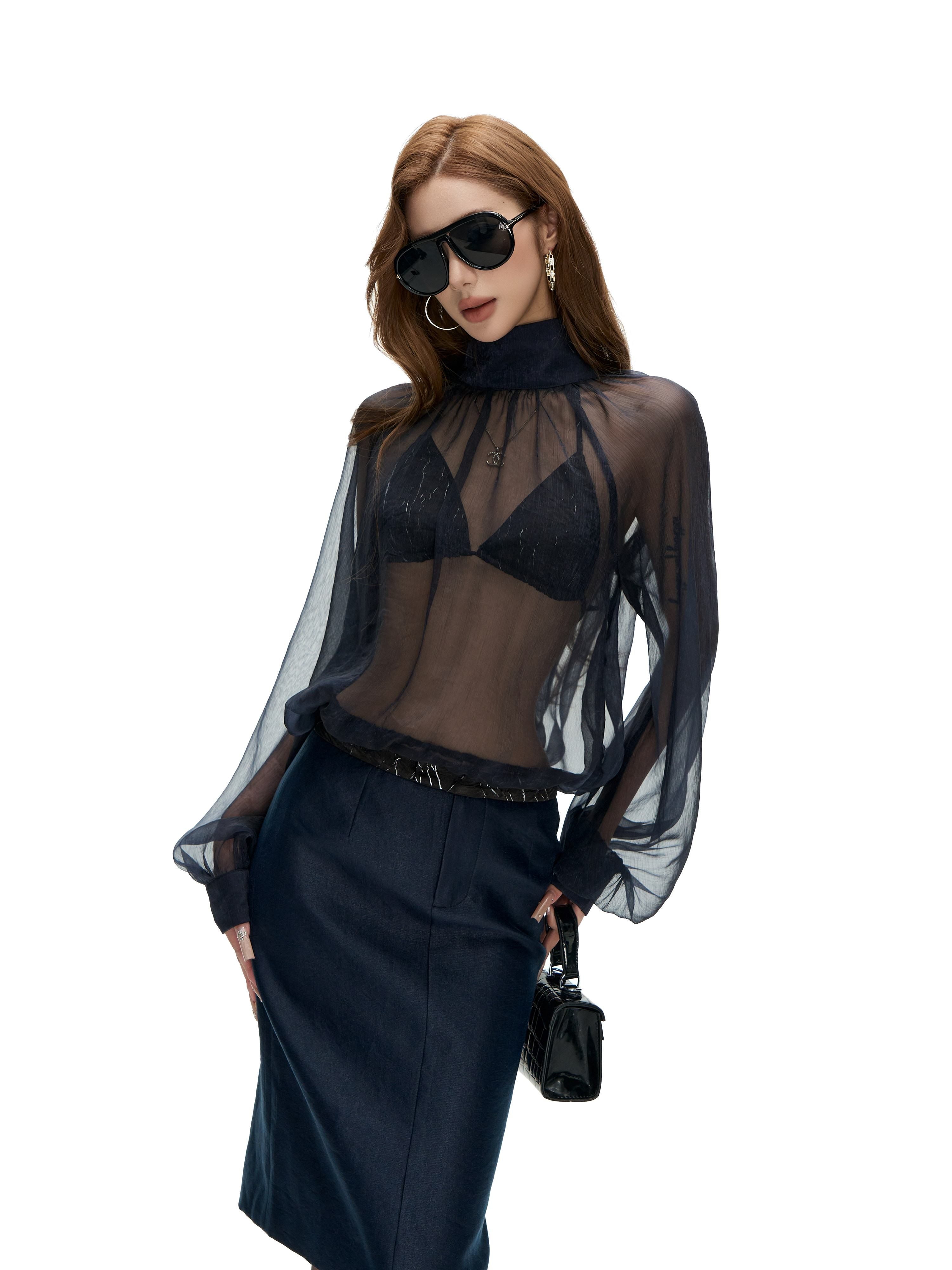Fanptntox_Sheer_Stand_Collar_Long_Cuffed_Sleeve_Women's_Polyester_Matching_Skirt_Sets_1071340754610_MISSTT