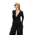 Fanptntox_Sheer_V-neck_Bell_Sleeve_Slim_Fit_Women's_Woven_Mesh_Tie-front_Shirts_1048025633013_MISSTT