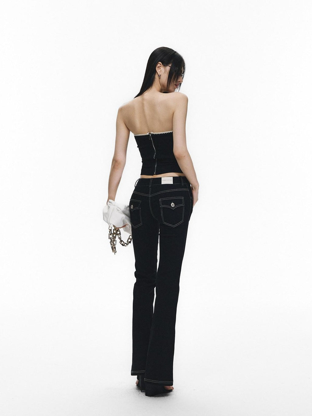 Fanptntox Shell Embroidery Patchwork Cropped Tube Women's Casual Top & Pants Sets