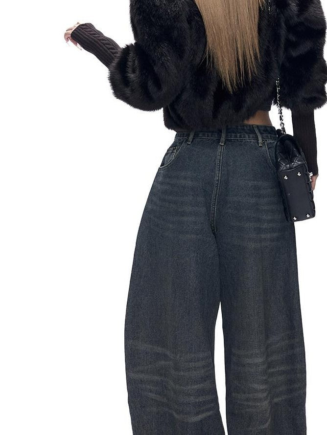 Fanptntox Short Stand Collar Knit Ribbed Spliced Cuffs Women's Polyester Faux Fur Coats