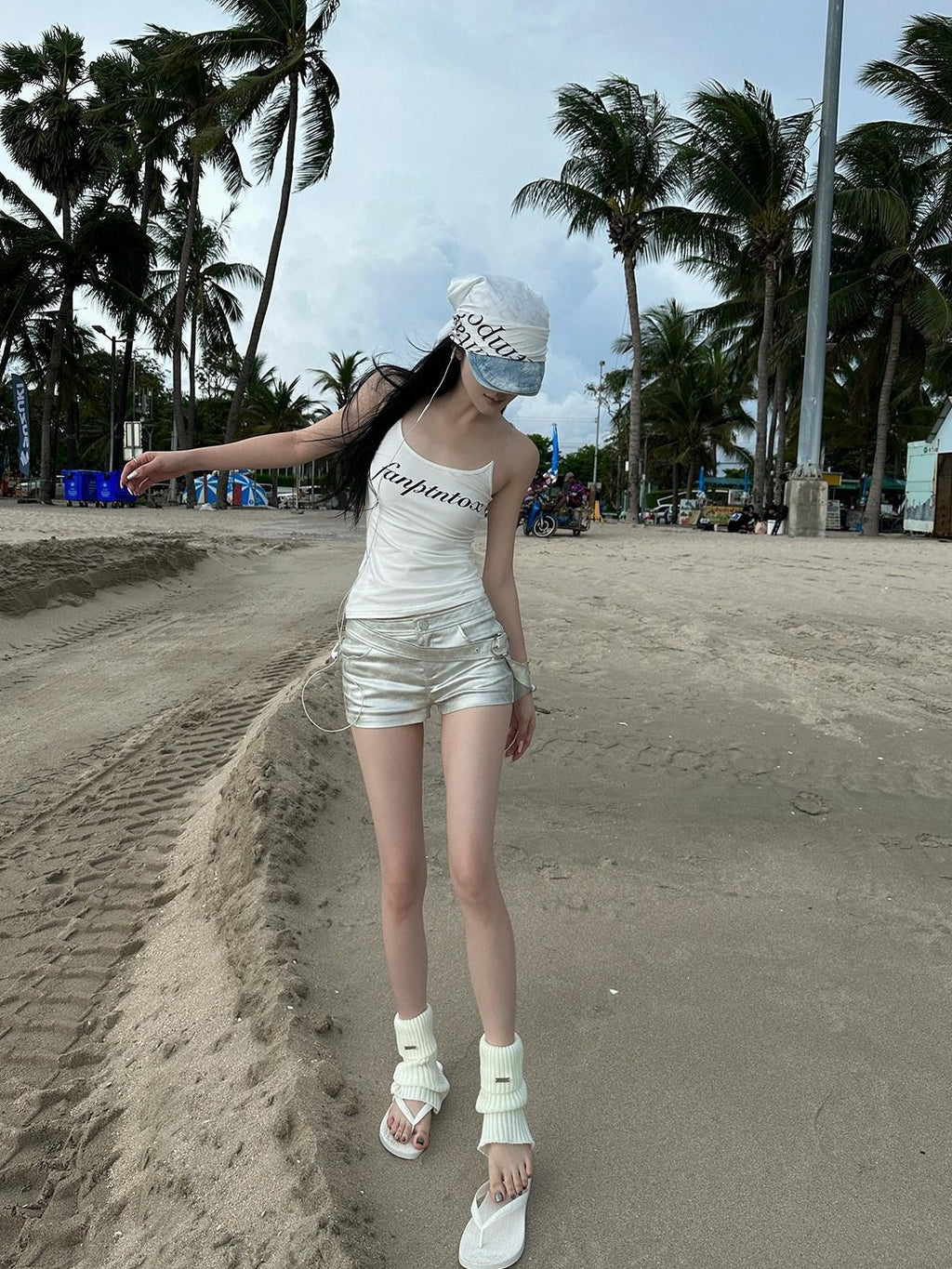 Fanptntox Silver Low Waist Slim Fit Streetwear Women's Other Fabric Hot Pants