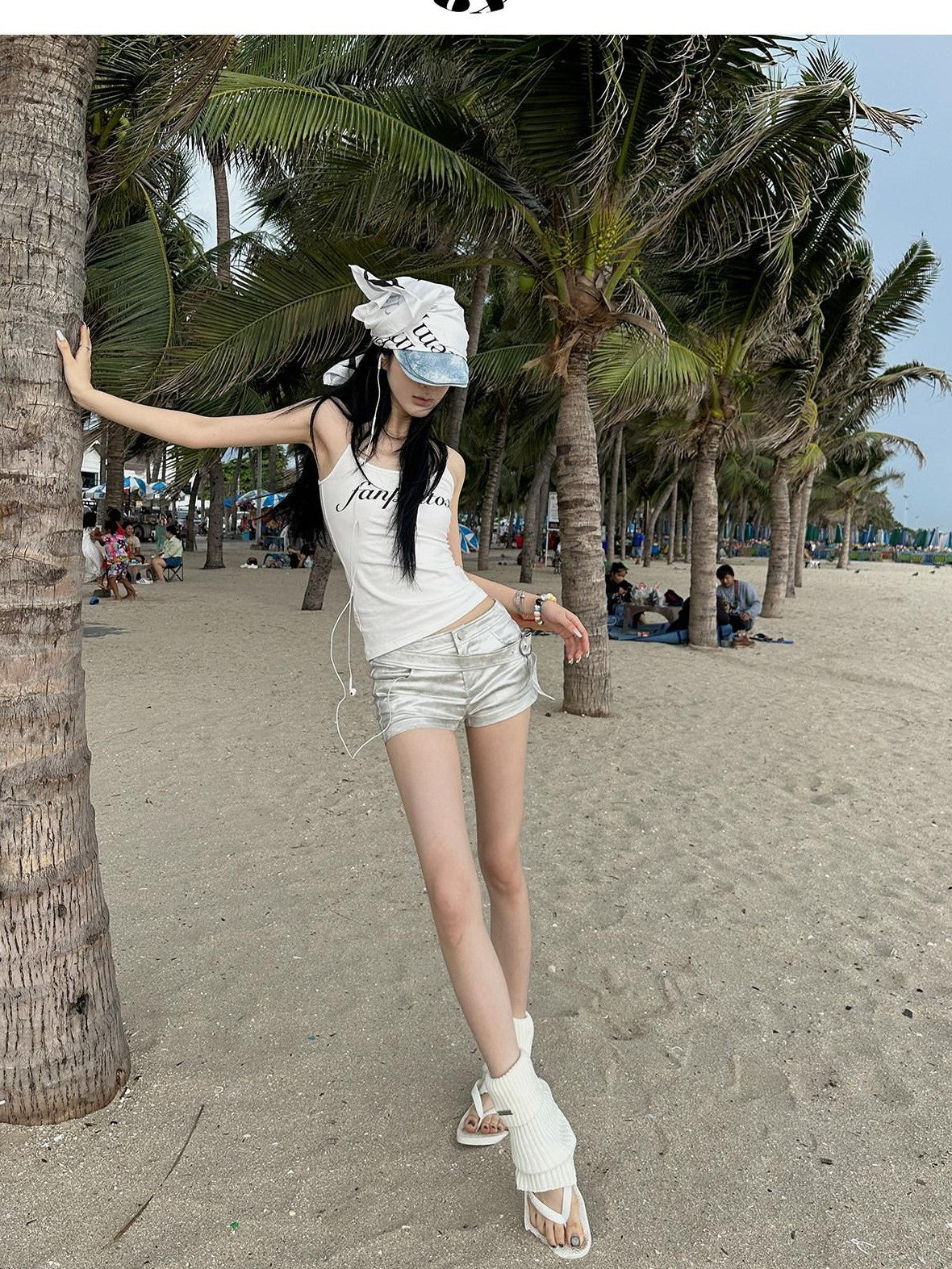 Fanptntox Silver Low Waist Slim Fit Streetwear Women's Other Fabric Hot Pants