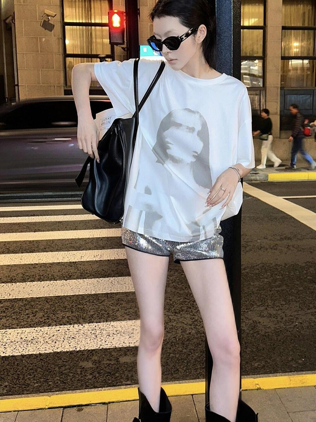 Fanptntox Silver Sequined Low Waist Slim Fit Women's Other Fabric Hot Pants