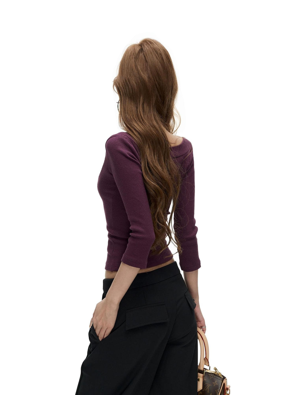 Fanptntox Slim Fit Deep V-neck Waist Cinched Long Sleeve Knit Women's Sweaters