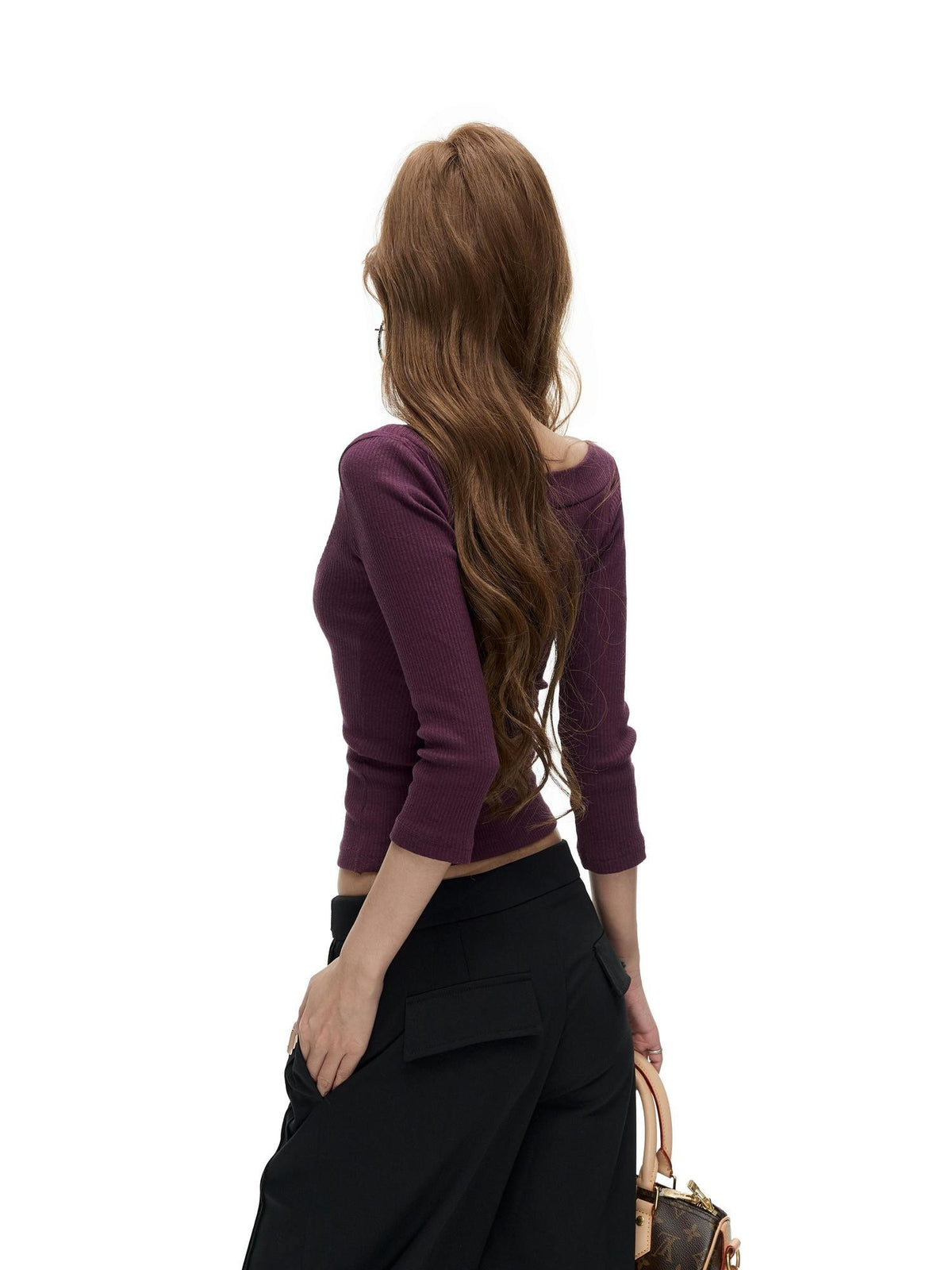 Fanptntox Slim Fit Deep V-neck Waist Cinched Long Sleeve Knit Women's Sweaters