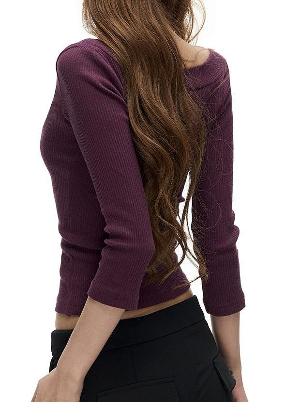 Fanptntox Slim Fit Deep V-neck Waist Cinched Long Sleeve Knit Women's Sweaters