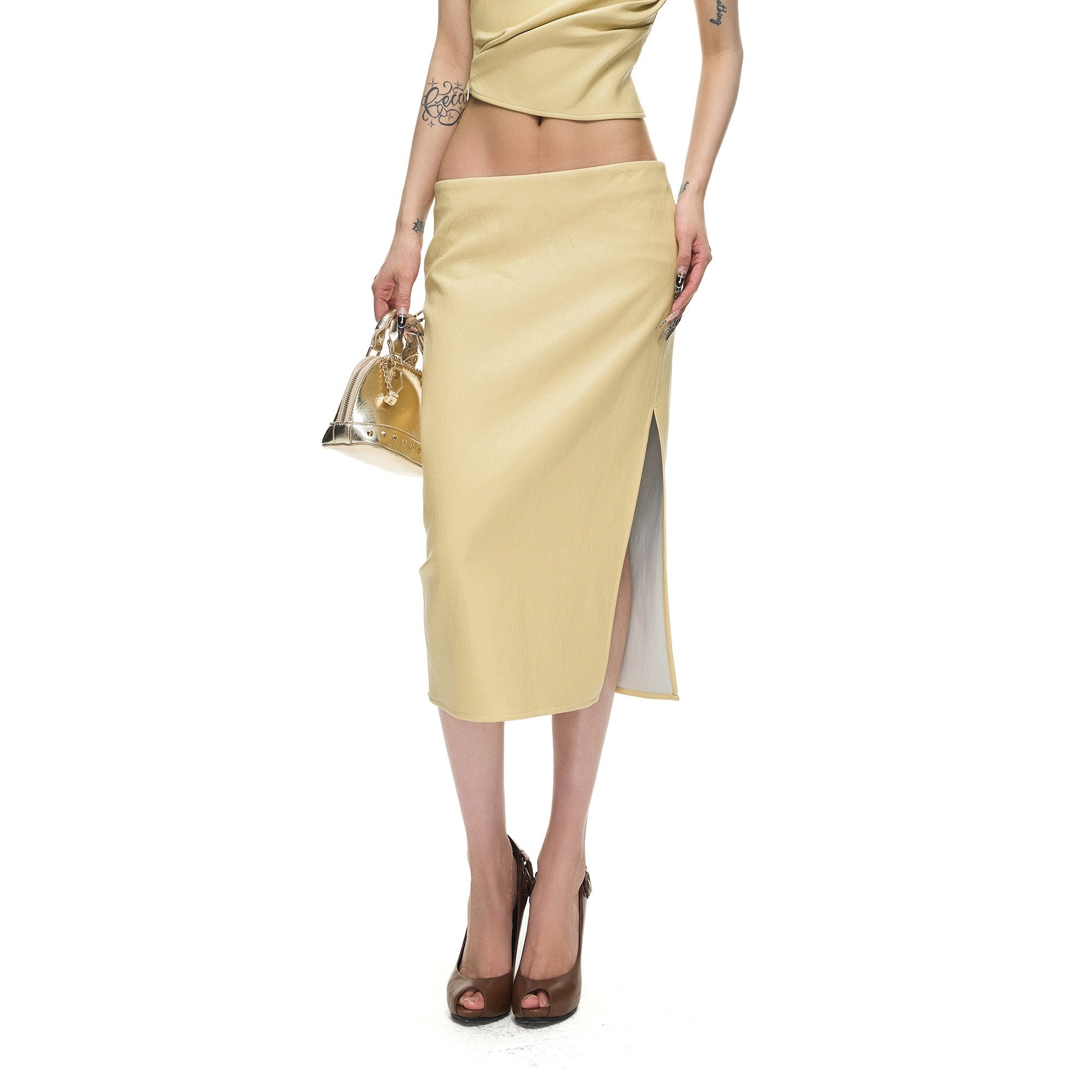 Fanptntox_Soft_Yellow_Asymmetric_Shoulder_Tube_Women's_Split_Midi_Matching_Skirt_Sets_1038456183978_MISSTT