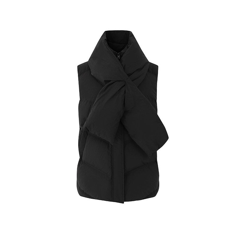 Fanptntox_Solid_Black_Stand_Collar_Zipper_Thickened_Women's_90_White_Duck_Down_Vests_753327930291_MISSTT