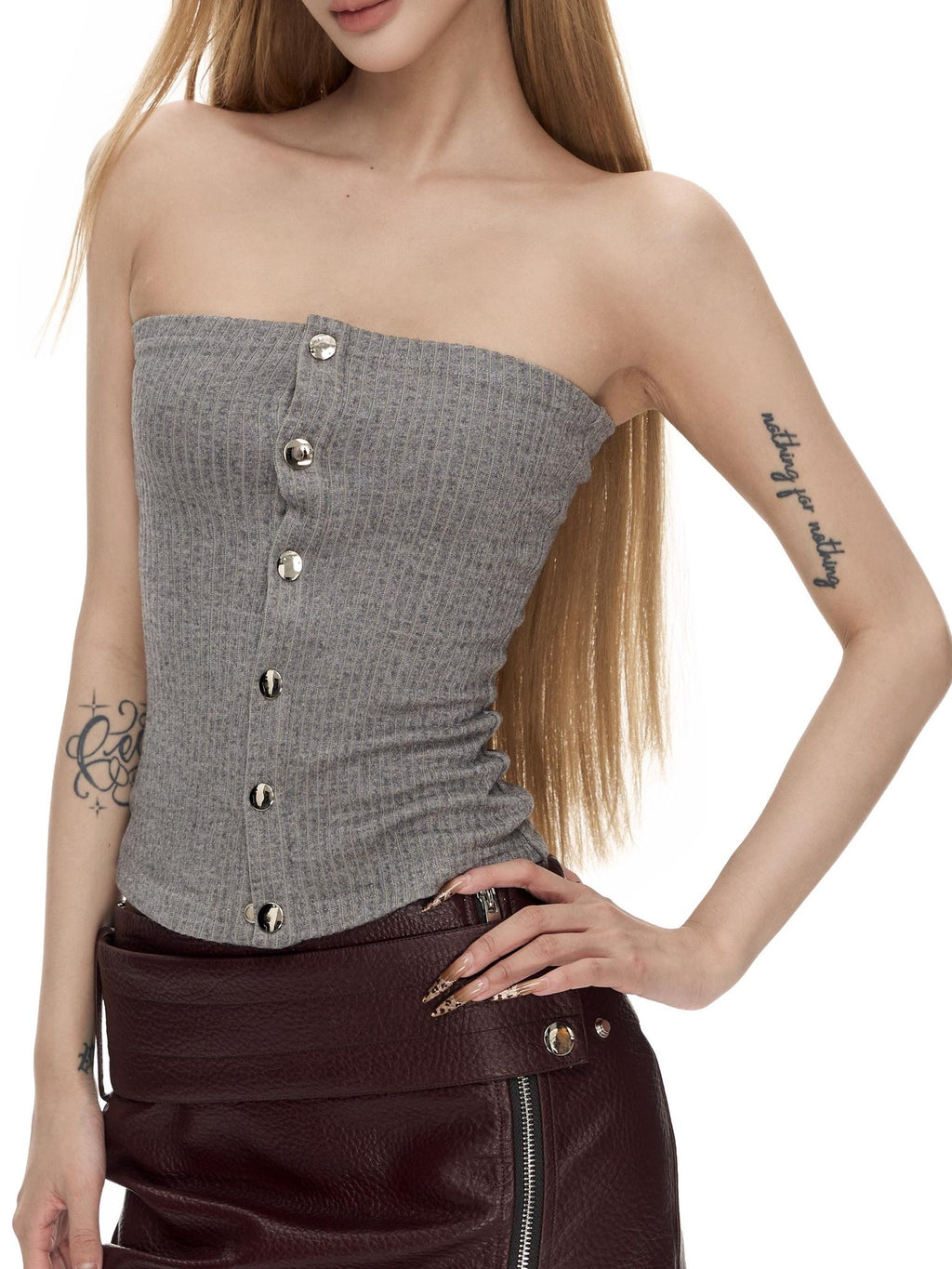 Fanptntox Solid Color Single Breasted Slim Fit Women's Knit Tube Tops