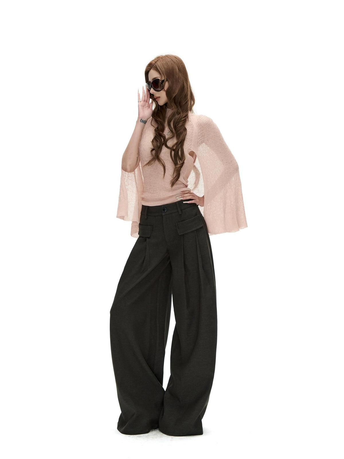 Fanptntox Solid Color Woven Tencel Cotton Women's Straight-leg Pants