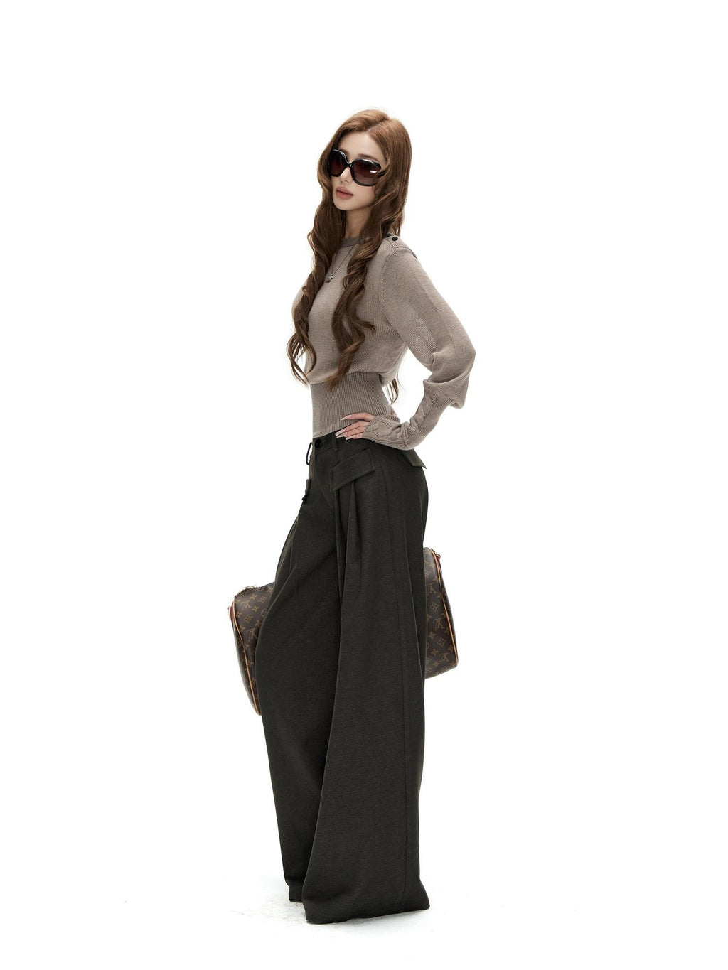 Fanptntox Solid Color Woven Tencel Cotton Women's Straight-leg Pants