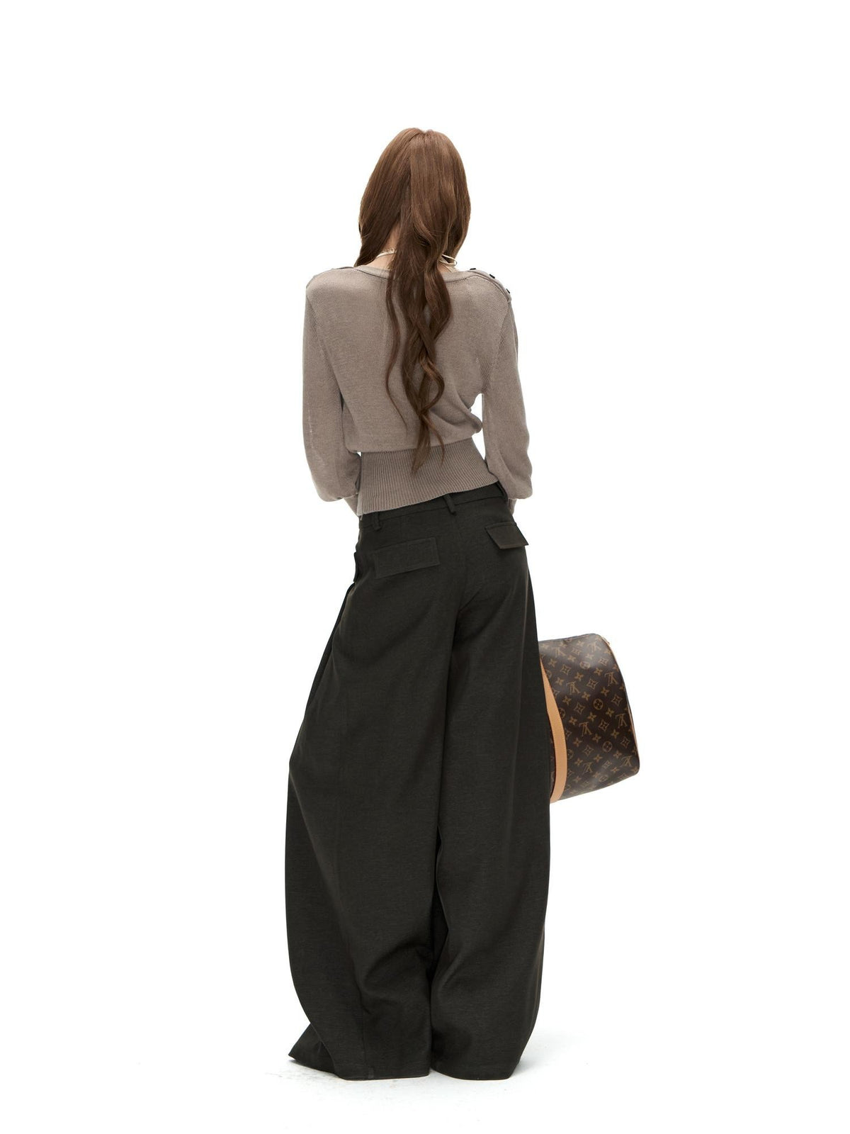 Fanptntox Solid Color Woven Tencel Cotton Women's Straight-leg Pants