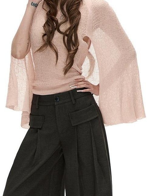 Fanptntox Solid Color Woven Tencel Cotton Women's Straight-leg Pants