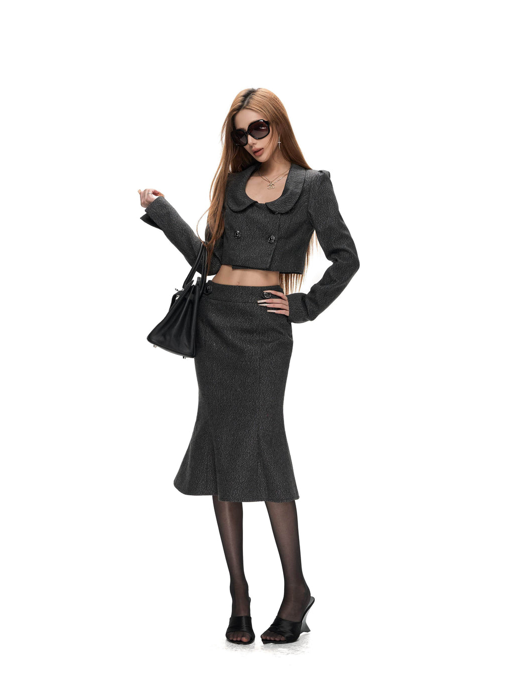 Fanptntox_Solid_Cropped_Short_Blazer_High_Waist_Mermaid_Midi_Women's_Polyester_Matching_Skirt_Sets_1086971894086_MISSTT