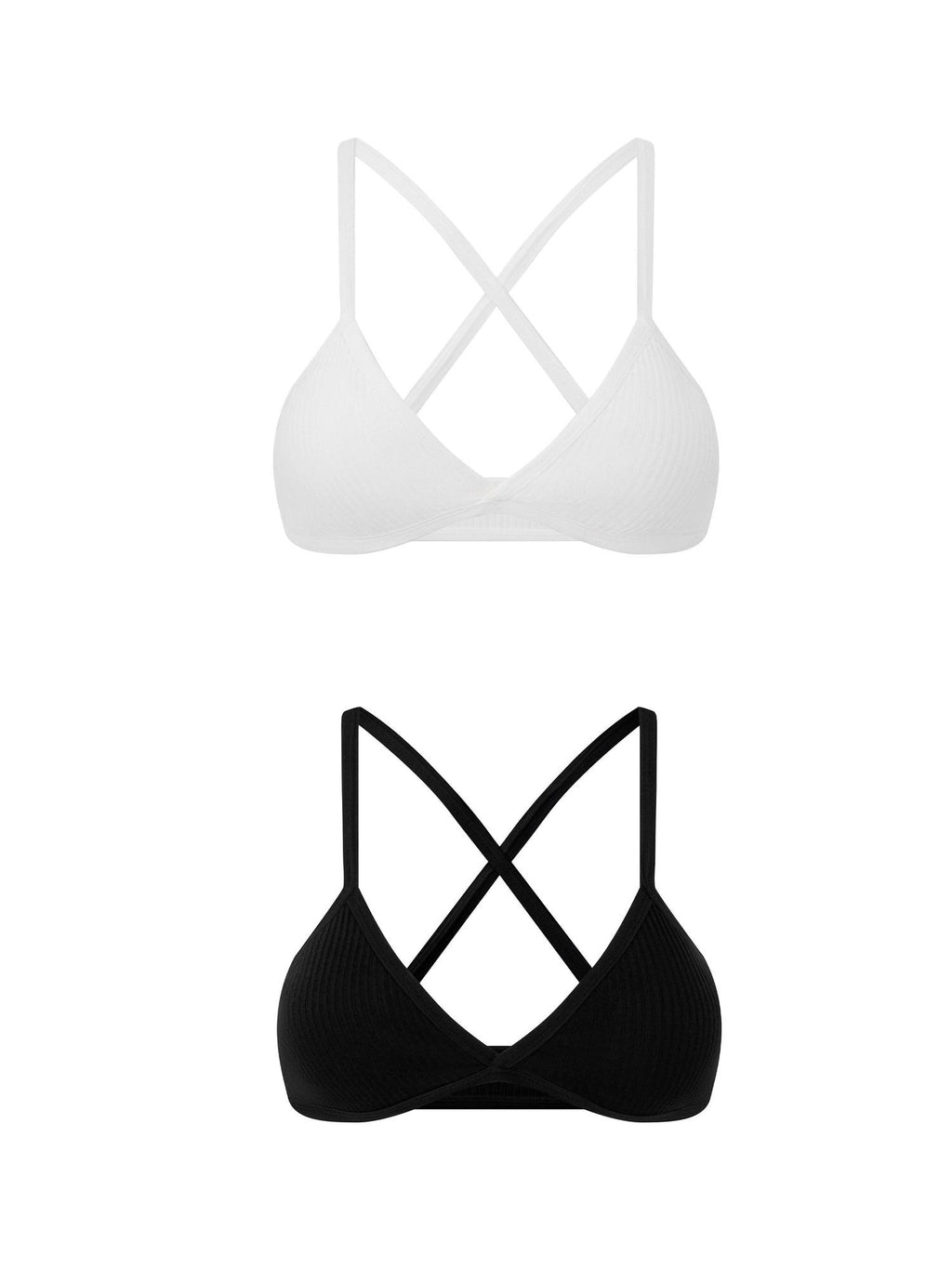 Fanptntox Solid Detachable French Stripe Triangle Cup Back Women's Cotton Bikinis