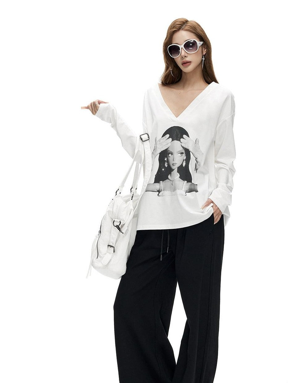 Fanptntox Solid Drawstring Low Waist Minimal Women's Cotton Knit Wide-leg Pants