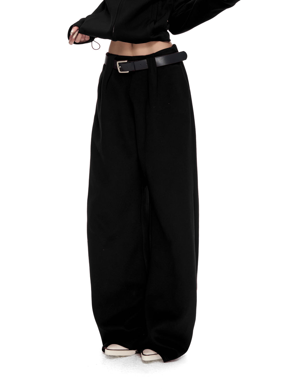 Fanptntox_Solid_Drawstring_Zip_Up_Stand_Collar_Women's_Cotton_Thick_Long_Sleeve_Casual_Top_&_Pants_Sets_1009519268558_MISSTT