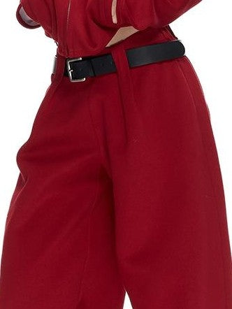 Fanptntox Solid Drawstring Zip Up Stand Collar Women's Cotton Thick Long Sleeve Casual Top & Pants Sets