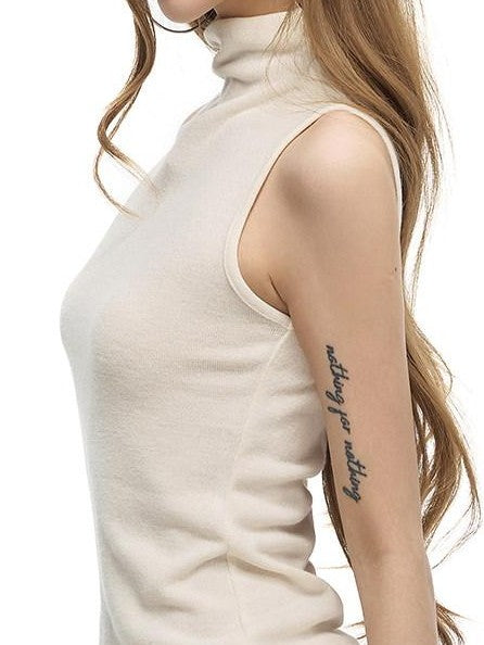 Fanptntox Solid High Neck Slim Waist Cutout Women's Soft Knit Tank Tops
