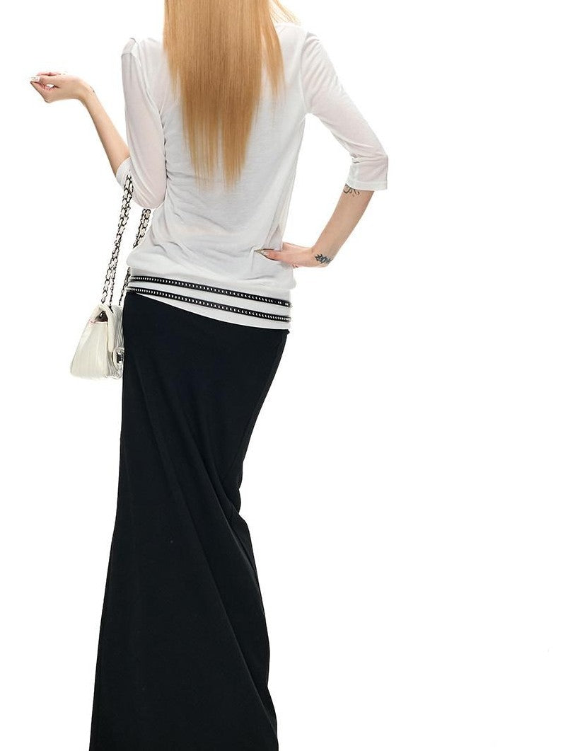 Fanptntox Solid Knitted Crossover V 3 4 Sleeve Women's Lyocell Tunic Blouses