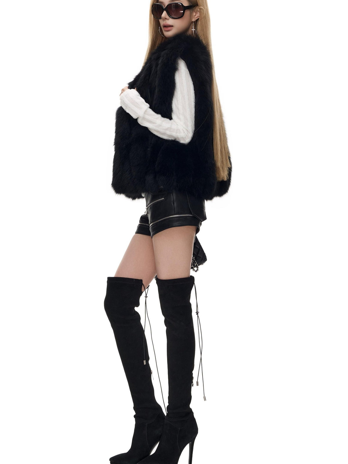 Fanptntox Solid Loose Fit Women's Fox Fur Faux Fur Coats