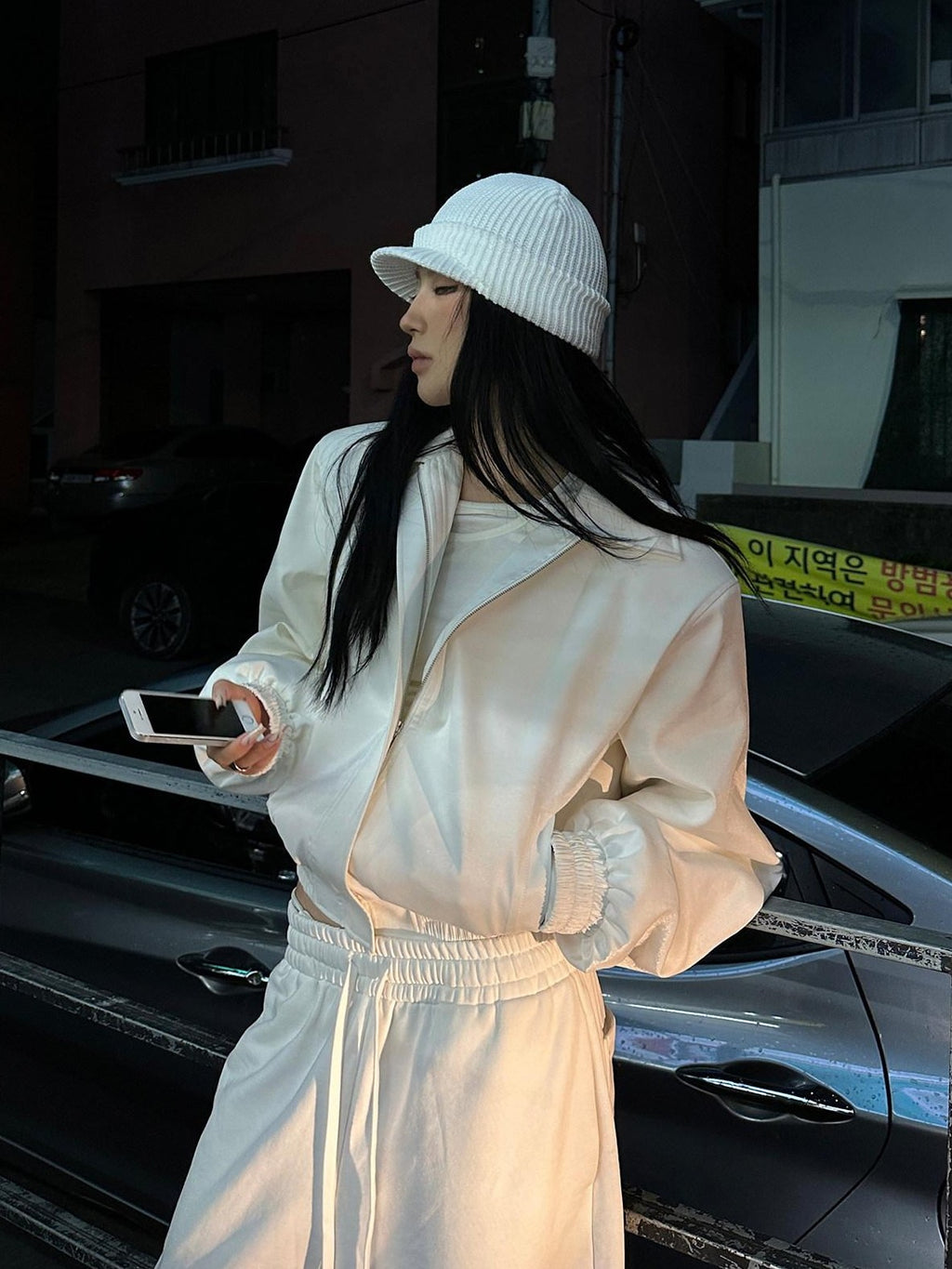 Fanptntox Solid Loose Polo Collar Long Sleeve Zip Cotton Filled Women's Puffer Jackets